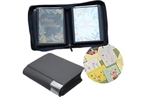 Magiarcana Greeting Card Binder, Greeting Card Organizer Compatible Storage and Display; 5x7 inch Birthday, Wedding,Christmas Card,Index Cards,Postcards Invitation (Black)