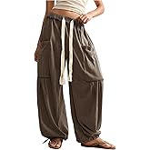 RoseSeek Women's Baggy Harem Pants Drawstring Waist Wide Leg Sweatpants Boho Casual Trousers Joggers with Pockets