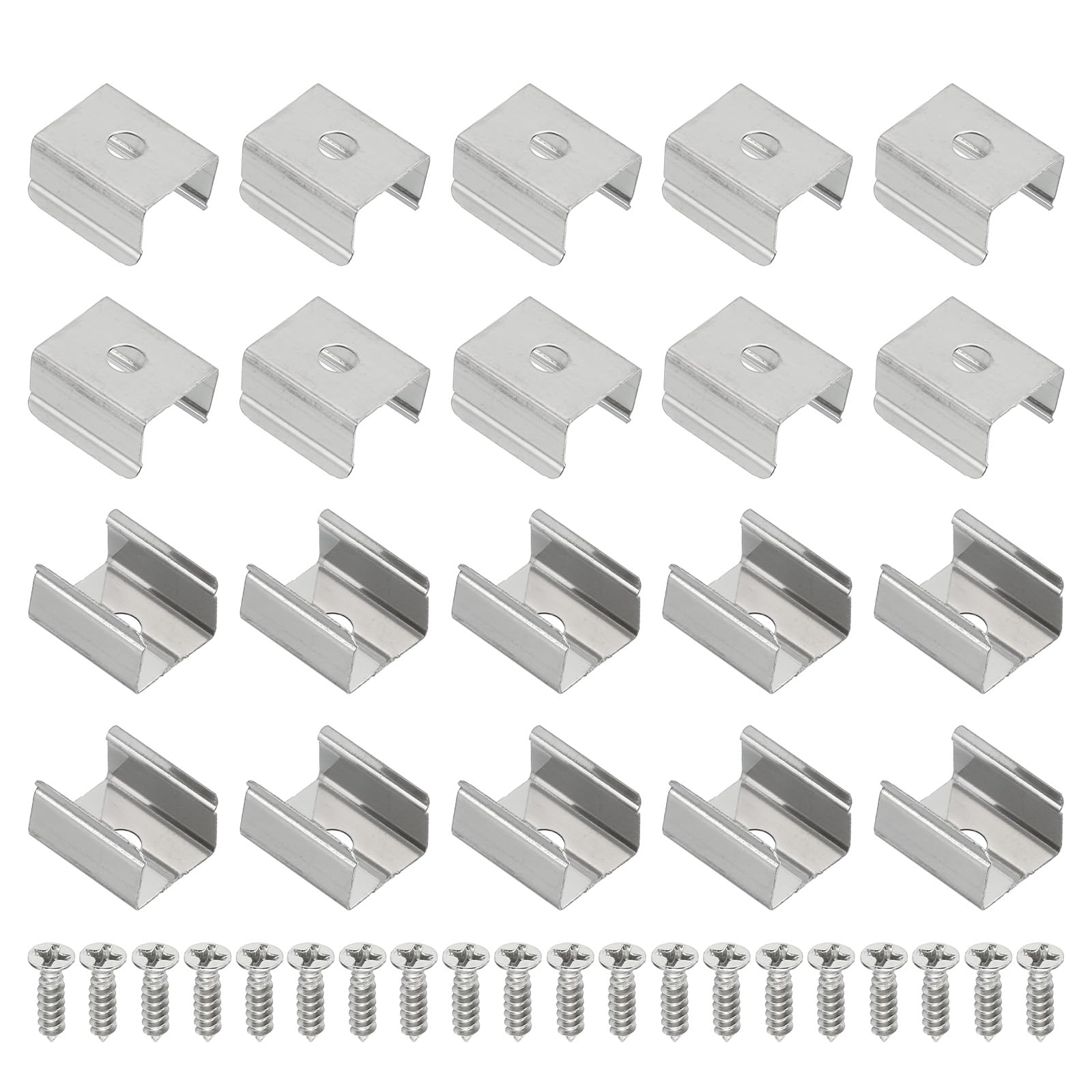 PATIKIL LED Strip Clips, 60pcs Stainless Steel Mounting Brackets Fixing Clip Clamp Support Holder with Screws for 11mm to 12mm LED Strip Lighting Cable