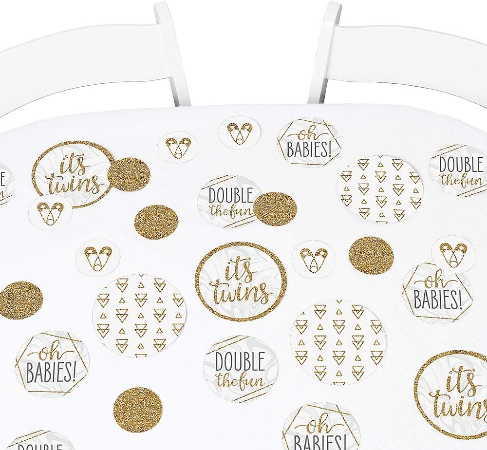 Big Dot of Happiness It's Twins - Gold Twins Baby Shower Giant Circle Confetti - Party Decorations - Large Confetti 27 Count