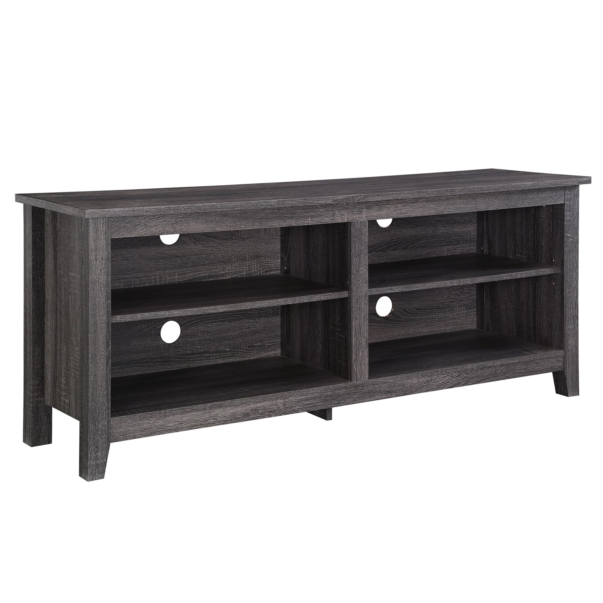 Walker Edison Wren Classic 4 Cubby TV Stand for TVs up to 65 Inches, 58 Inch, Charcoal Grey