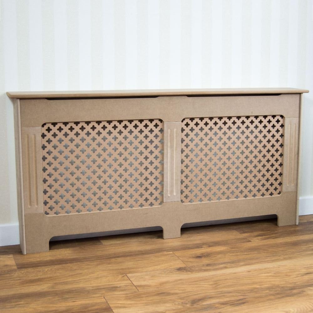 Vida Designs Oxford Radiator Cover Unfinished, Extra Large, Traditional Cross Pattern Design For Optimal Heat Circulation