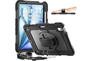 Timecity for iPad Air 11 Inch Case (M2/M3/M4) 2024/2025/2026 with Screen Protector, Full-Body Protection 360 Rotating Stand &