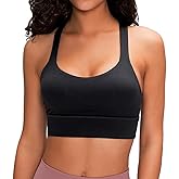 Lemedy Womens Padded Strappy Sports Bra Longline Criss Cross Yoga Bras Wirefree Workout Crop Tank Top