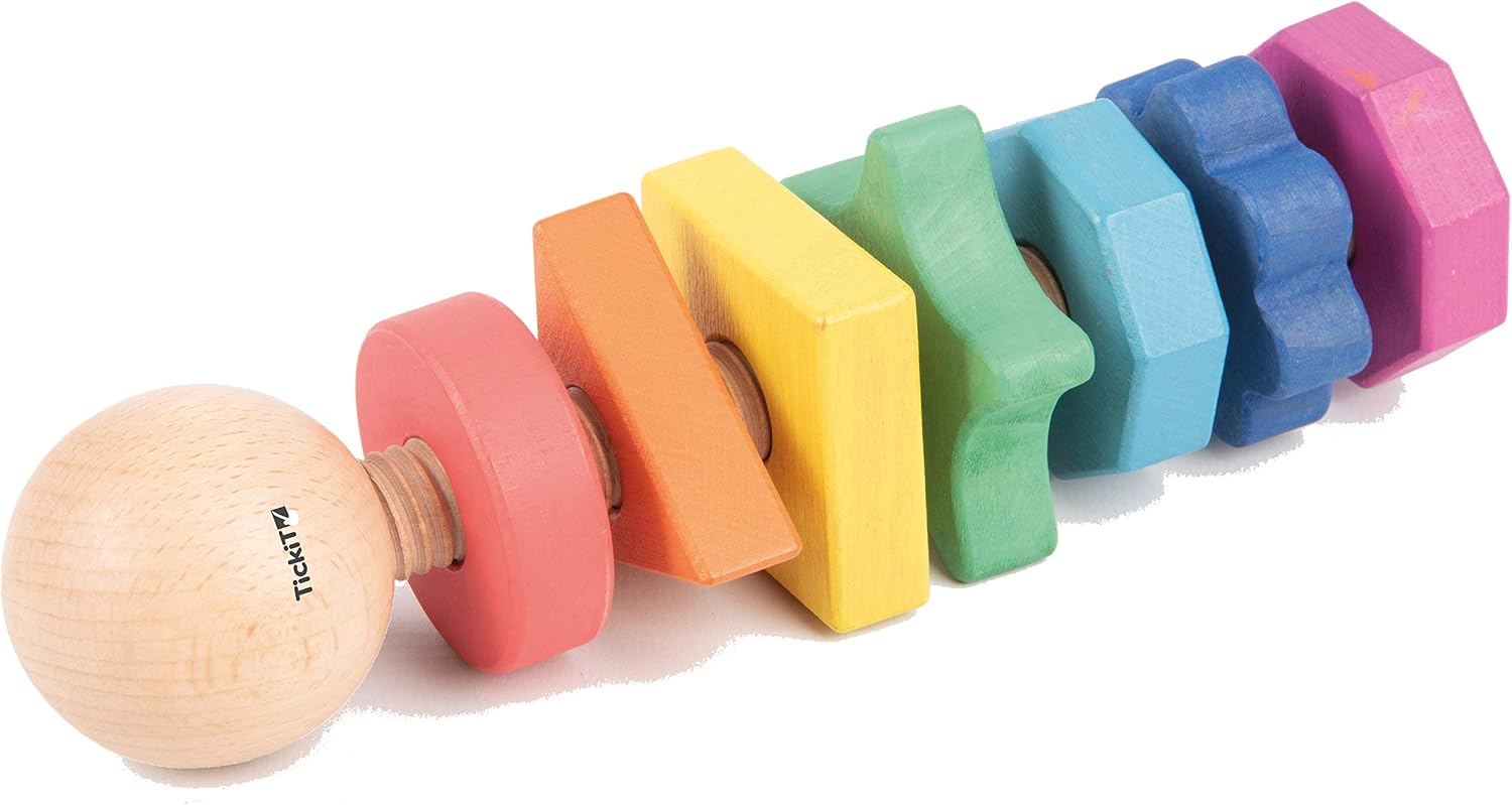 tickit Rainbow Wooden Shape Twister - Educational Sensory Toy for Shape Sorting Colour Recognition & Fine Motor Skill Development