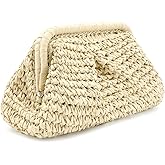 MaijjLyn Straw Clutch Purses - Straw Crossbody Bags for Women Woven Purse Beach Handbags Cloud Dumpling Pouch