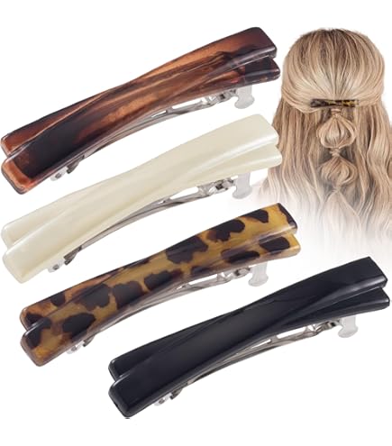 3 Tortoise Shell Color Barrettes Made in France Hair Clasp Amazon.com : 3PCS French Tortoise Shell Automatic Hair  main image 2