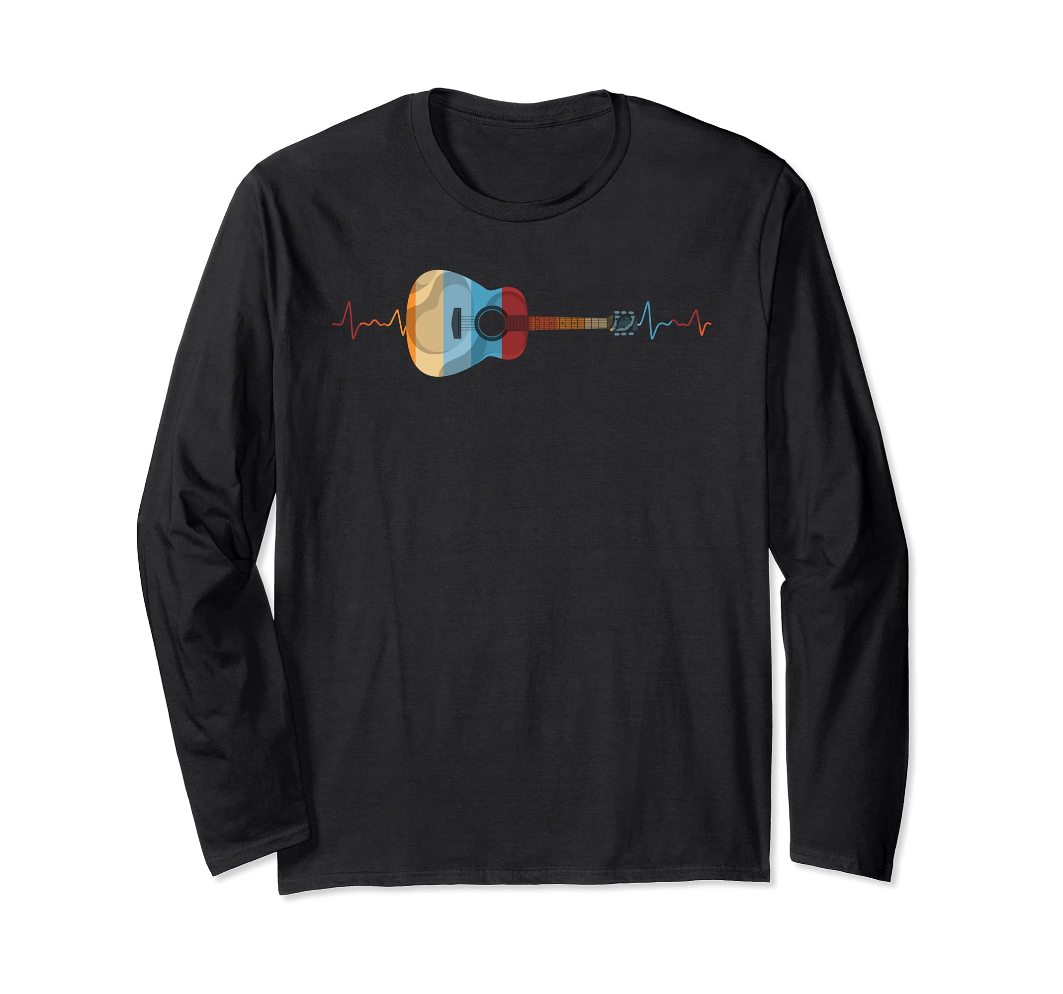 Retro Guitarist Heartbeat Musician Guitar Player Guitar Long Sleeve T-Shirt
