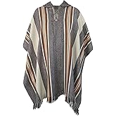 Gamboa Alpaca Wool Poncho Men Panchos Mexican with Hood Adult Cowboy and Western Hippie Poncho para Hombre