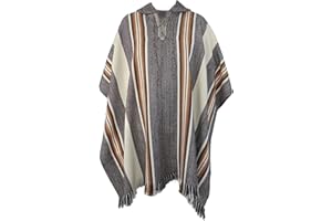 Gamboa Alpaca Wool Poncho Men Panchos Mexican with Hood Adult Cowboy and Western Hippie Poncho para Hombre