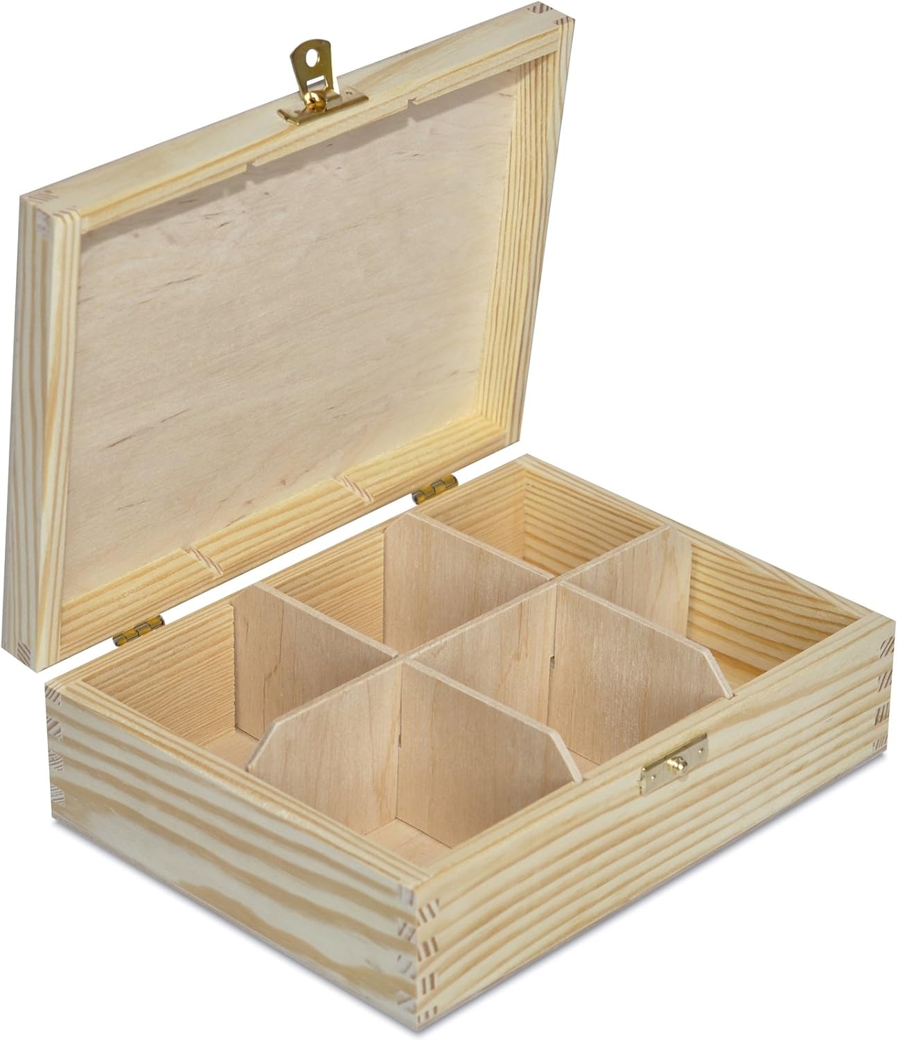 Creative Deco Small Wooden Tea Box Storage 6 Compartments 21.3 x 16