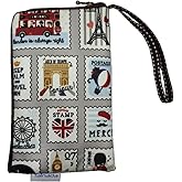 Tainada Women Universal Phone Wristlet Wallet Pouch, Dual Slots Zipper Purse Carry Case Bag for iPhone 16/15, 16/15 Pro Max, 15/14 Plus; Samsung S23+, S23 FE, S23, A54 (Stamp Pattern Gray)