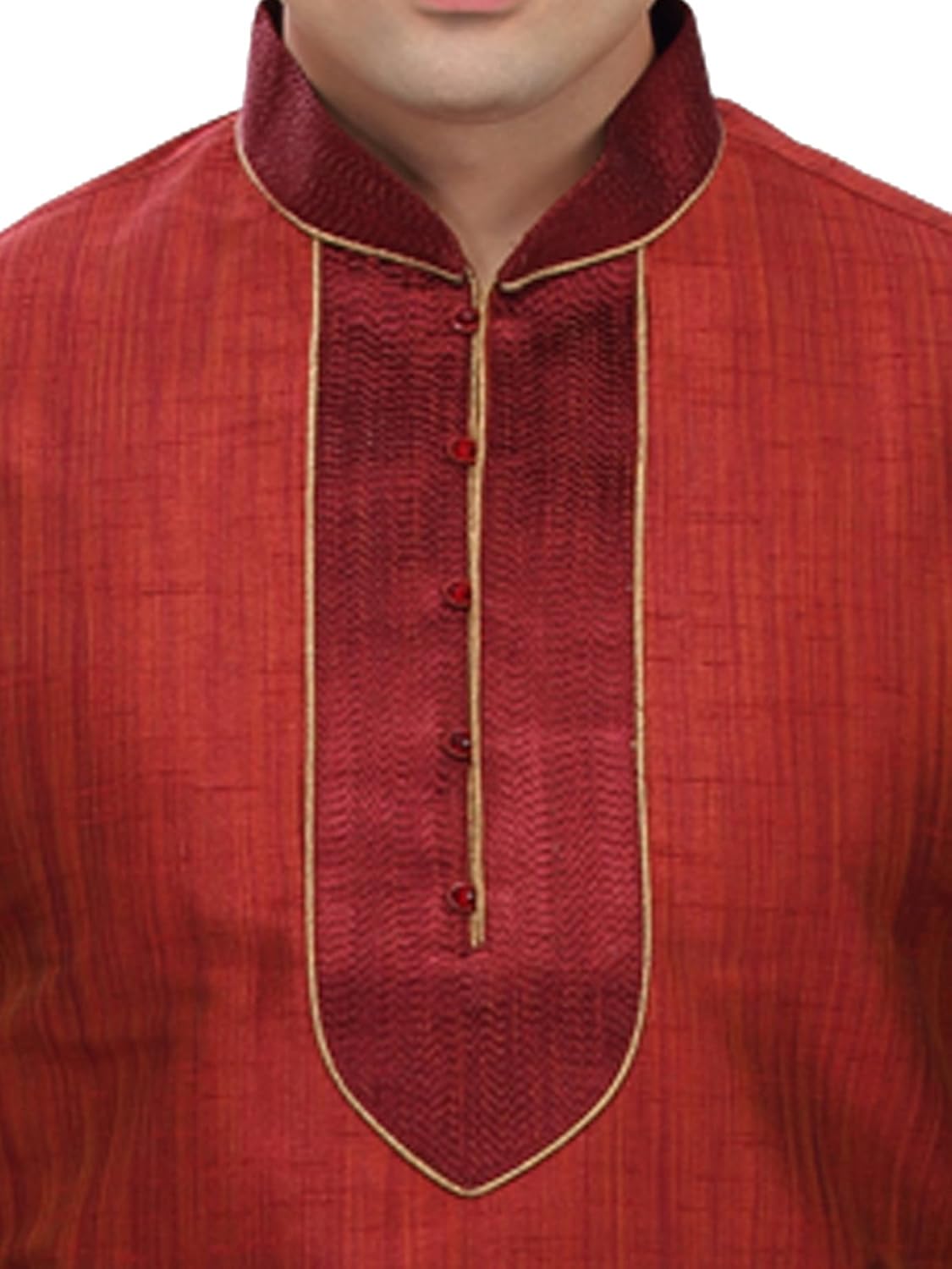 rg designers men's cotton silk maroon kurta pyjama set