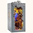 ROBOTIME DIY Book Nook Kit Decorative Booknook Bookshelf Insert Bookcase Book Stand 3D Wooden Puzzle DIY Miniature House Kit with LED Light Model Kit for Adults (Magic House)