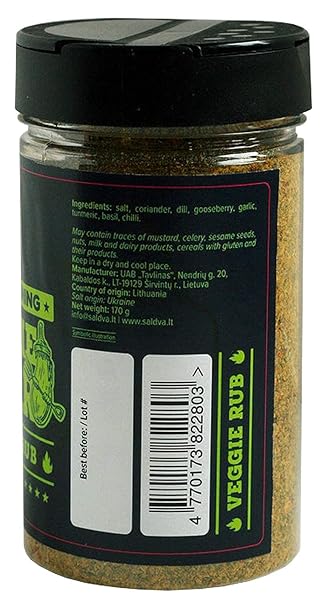 VEGGIE WAR BBQ VEGGIE RUB – 100% NATURAL VEGETABLE SEASONING – AMAZING BLEND OF SPICES FOR PERFECT VEGETABLE DISHES – LARGE JAR (170G)