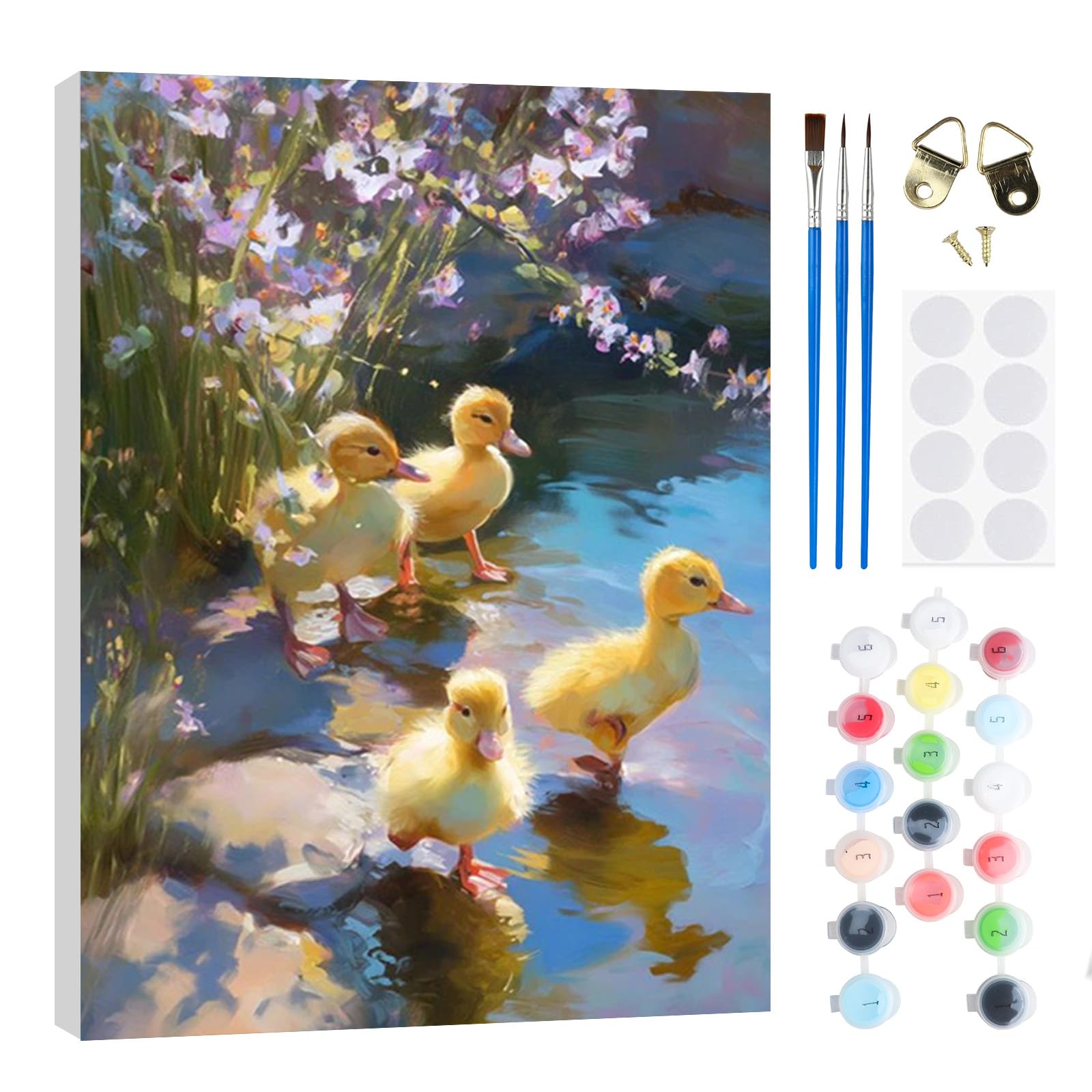 RICUVED DIY Duck Paint by Numbers for Adults -Animal Canvas Oil Painting Kits,Craft Art Painting with Wooden Frame Kit Acrylic Pigment Drawing Paintwork for Gift Home 20x30cm — image 1
