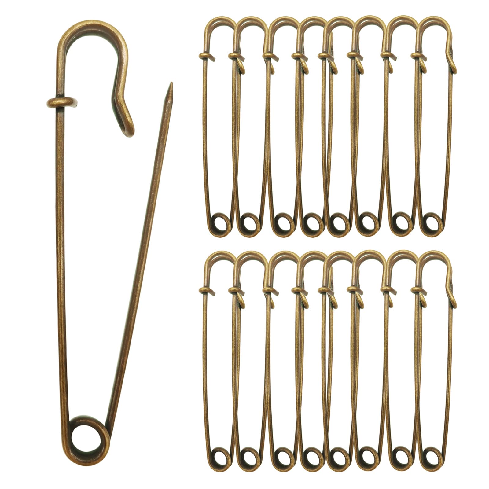 Urmspst Bronze Large Safety Pins Pack of 15, 4" Heavy Duty, Modern Style