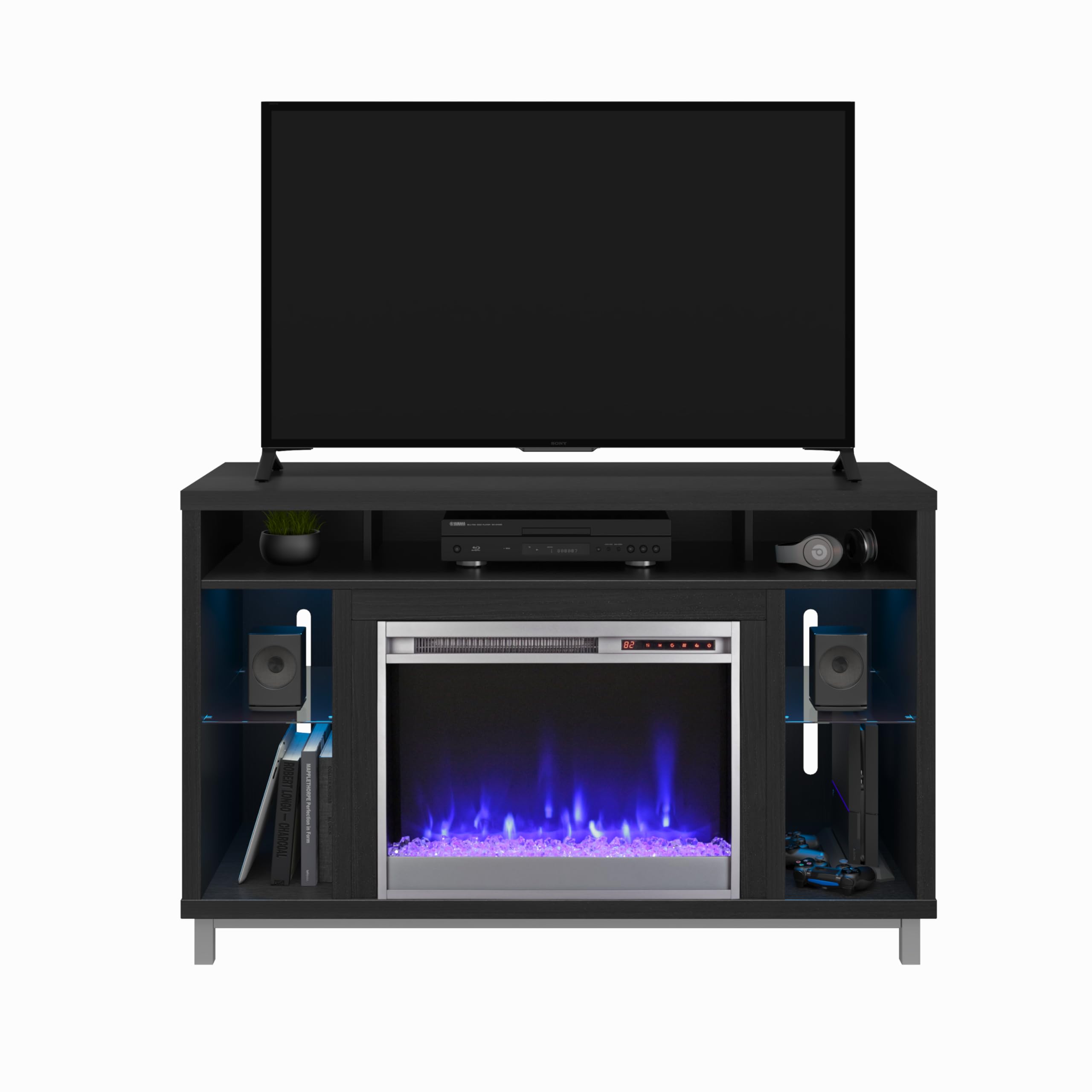 Ameriwood Home Lumina Fireplace TV Stand for TVs up to 48", Black Oak Image Ameriwood Home Lumina Fireplace TV Stand for TVs up to 48", Black Oak Image