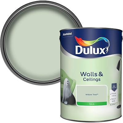 Dulux Silk Emulsion Paint For Walls And Ceilings Willow Tree 5L Green