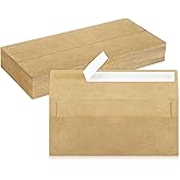 50 Pack #10 Business Envelopes, Brown Kraft Standard Envelopes Self Seal, Letter Size Mailing Envelopes for Checks Letters Invoices Christmas Birthday Graduation Wedding, 4 1/8 x 9 1/2 Inch