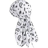 Bandanas Skull Caps for Men, Do Rag Women Breathable Helmet Liner, 3 in 1 Face Covering UV Sun Protection Neck Drape Durags