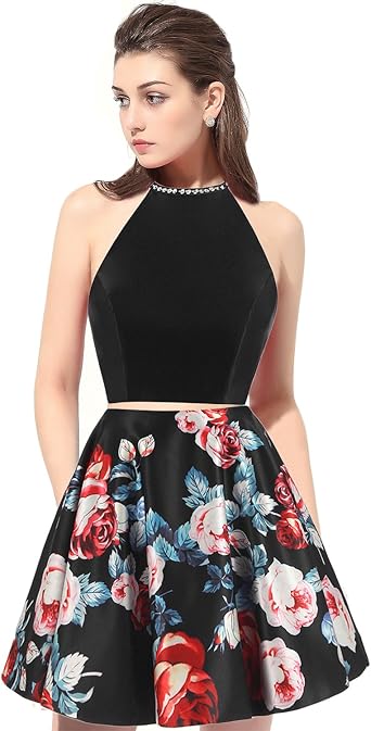 two piece floral homecoming dress