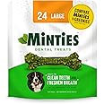 Minties Dental Chews for Dogs, 24 Count, Vet-Recommended Mint-Flavored Dental Treats for Large Dogs Over 50 lbs, Dental Bones Clean Teeth, Fight Bad Breath, and Removes Plaque and Tartar