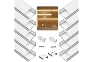 DEIGCYU 10-Pack 3.3FT/1M U-Shape LED Aluminum Channel – 14x7mm Silver Profile with Milky White Diffuser Cover, End Caps, Mounting Clips – Aluminum Profile for LED Strip Light Installations