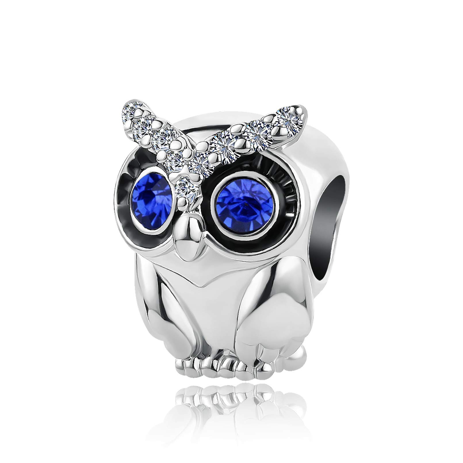 SBI Jewelry Sparkling Owl Charm for Bracelet Blue Eye Animal Bead for Mum Best Friend Birthday Anniversary Compatible with Pandora Charm Bracelet