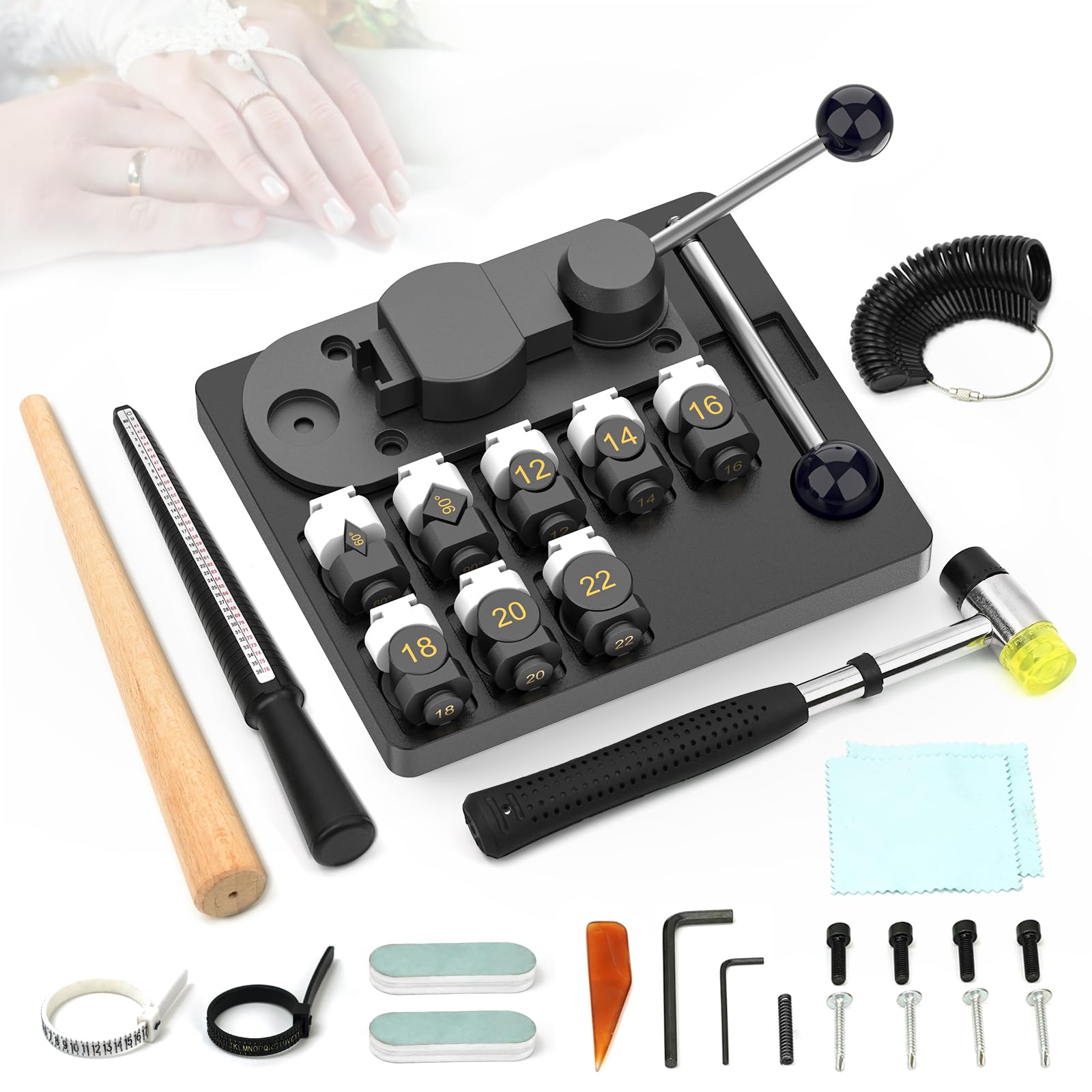 Photo 1 of ***MISSING PARTS***
JAZORR Ring Bender Tool Ring Bending Tool, Spoon Ring Maker Machine Jewelry Making Kit with Nylon Dies Earring Ring Bender Machine Sizer Measuring Tool Multi-Functional Jewelry Tool