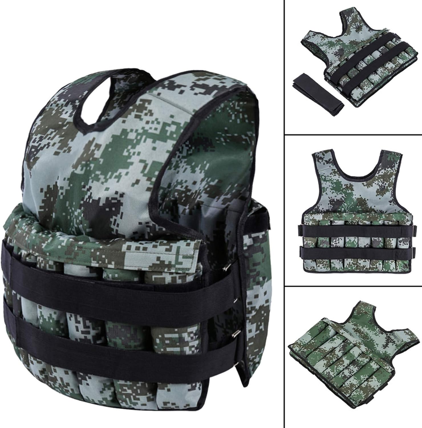 Wotryit Adjustable Camouflage Weighted Vest 44LB Exercise Training Fitness - Premium Quality -fit Training - Running - Jogging - Fully Adjustable