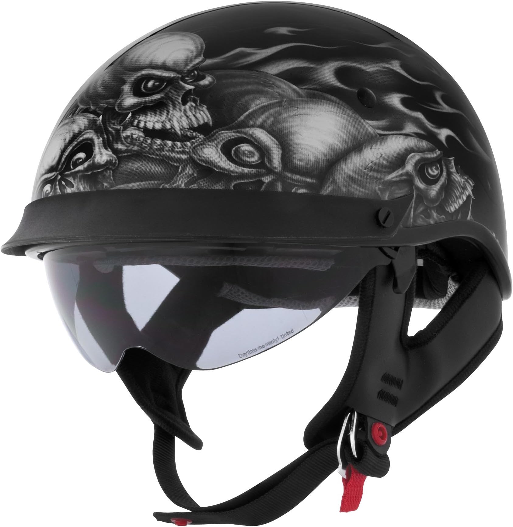 Cyber Helmets Lethal Threat U-72 Skull Pile Helmet with Internal Shield , Distinct Name: Skull Pile, Gender: Mens/Unisex, Helmet Category: Street, Helmet Type: Half Helmets, Primary Color: Blue, Size: 2XL 641105