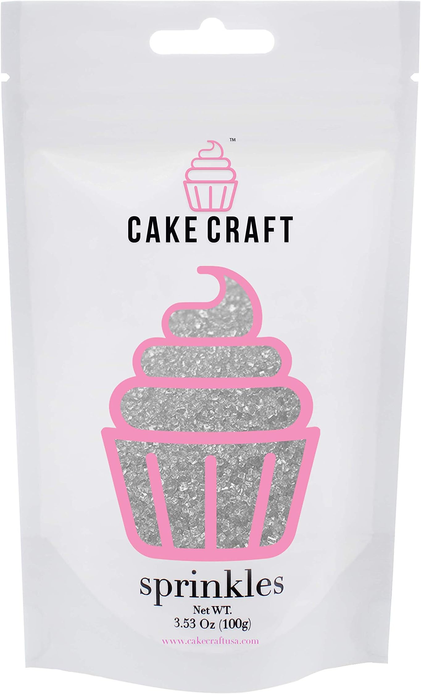 Cake Craft Sprinkles White Sparkle Sugar 3.53 Ounces