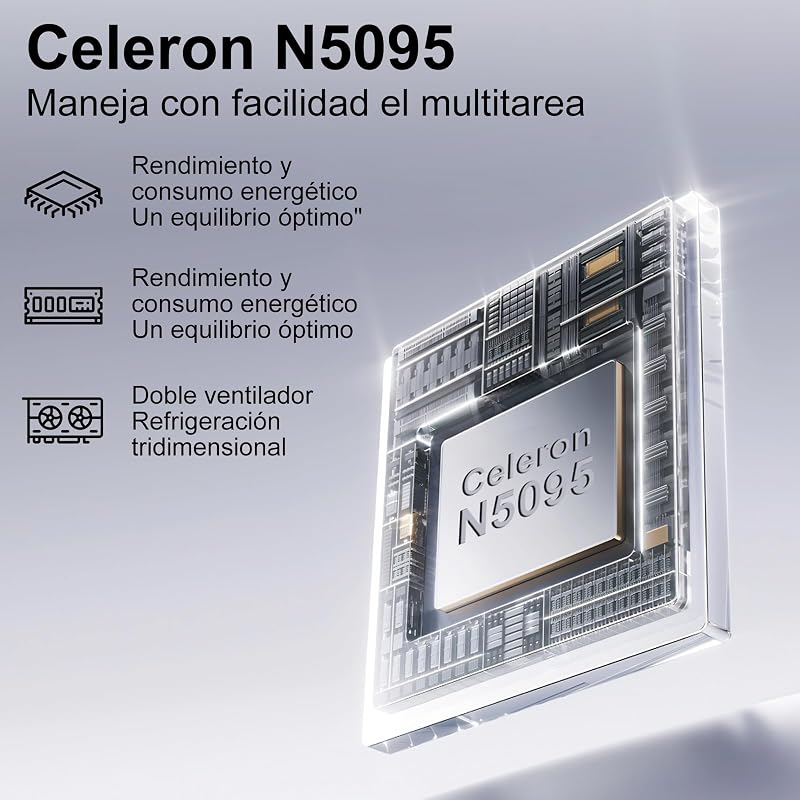 Ordenador Portátil 14 Pulgadas Celeron N5095 Upto 2,9 GHz Portatiles 8GB RAM 256GB SSD TF 1TB LPDDR4 Win11 5G WiFi 1920*1080 FHD mini HDMl Laptop Película Protectora Español - negro Cuerpo Metálico-61 — foto 3 de 8