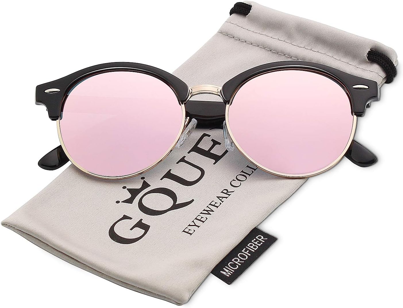 Classic Horn Rimmed Half Frame Polarised Sunglasses for Men Women,GQO6