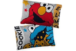 JAY FRANCO Sesame Street Hip Elmo 2 Pack Pillowcase - Double-Sided Kids Super Soft Bedding Features Elmo and Cookie Monster (Official Sesame Street Product)