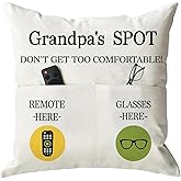 ONFAON Grandpa Gifts,Grandpa's Spot Throw Pillow Covers 18x18 Inch for Bed Sofa Couch,Birthday Christmas Thanksgiving Day Gifts for Grandpa Stepdad,2-Pocket