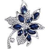 Blue Crystal Brooch Pins Fancy Vintage Style Rhinestone Flower Brooches Jewelry Gift for Women, girls, ladies