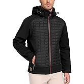 Little Donkey Andy Men's Lightweight Insulated Hybrid Jacket for Hiking Running Ski Thermal Warm with Removable Hood