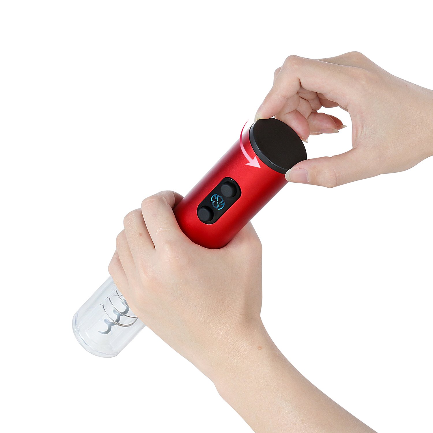 Wine Opener YUGOO Automatic Electric Bottle Opener with Foil Cutter, Vacuum Stopper, Wine Aerator Pourer as Gift Set, - Red