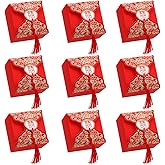 Lurrose 20pcs Chinese Wedding Party Favor Boxes with Tassels Chinese Style Xi Candy Chocolate Boxes for Wedding Baby Shower Birthday Party Decoration