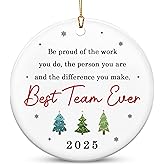 OASSIE Christmas Team Gifts for Employees - Ceramic Christmas Tree Ornaments 2025 - White Elephant Appreciation Gifts for Team Coworker Office Group Boss Friend