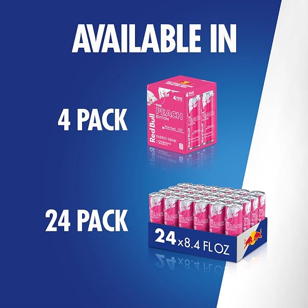 RED BULL PEACH EDITION ENERGY DRINK, WHITE PEACH, 8.4 FL.OZ. CAN, WITH 80MG CAFFEINE, TAURINE & B VITAMINS