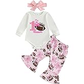 Dobeiokal Newborn Baby Girl Football Outfit Rugby Print Long Sleeve Romper Bodysuit Flared Pants Set Cute Fall Winter Clothes