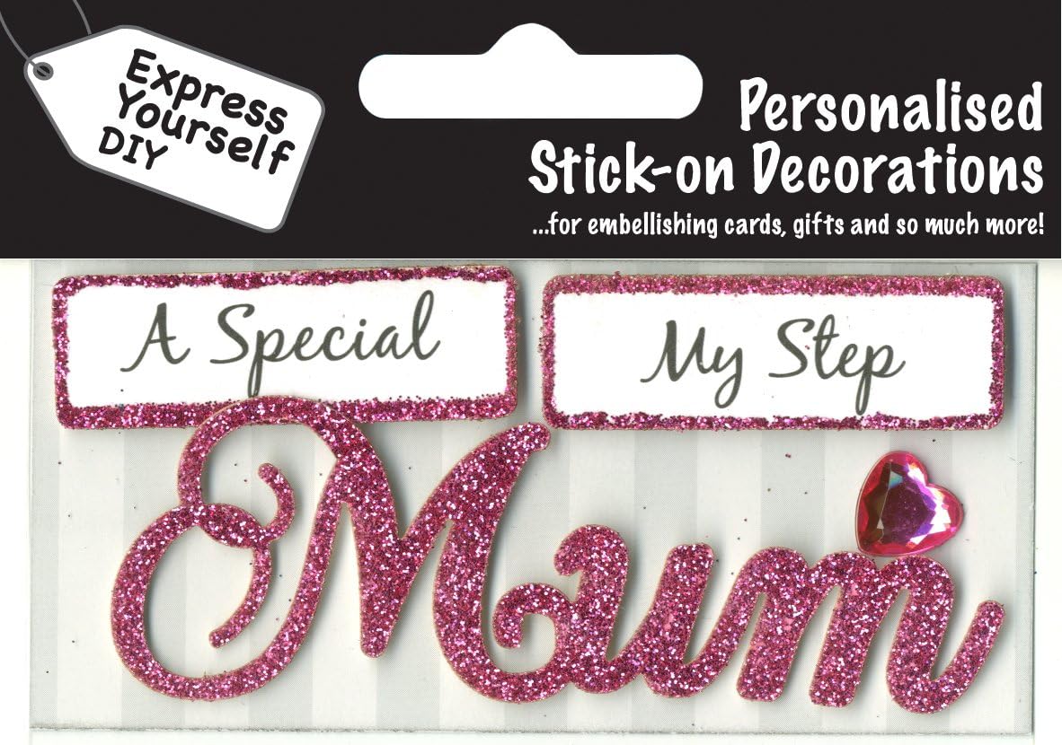 Mum (Pink) Caption Topper, Self Adhesive Greeting Card Craft Embellishment Sticker Set for Card Making Gift Wrapping
