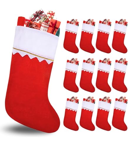 Amazon.com: Iconikal 6-Pack Felt Christmas Stocking, White & Red