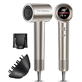 Cosy Companions Hair Dryer, 150000 RPM High-Speed Hairdryer for Fast Drying, Low Noise, HD Display, 5 Temps & 2 Speeds, 500 Million Negative Ionic Blow Dryer, Gold
