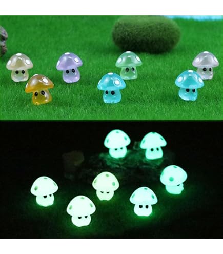 Fairy Party Supplies HAKFOO 40Pcs Luminous Mini Tree Elves Glow In The Dark Tiny Alien Figures Resin Glow In The Dark Easter Eggs