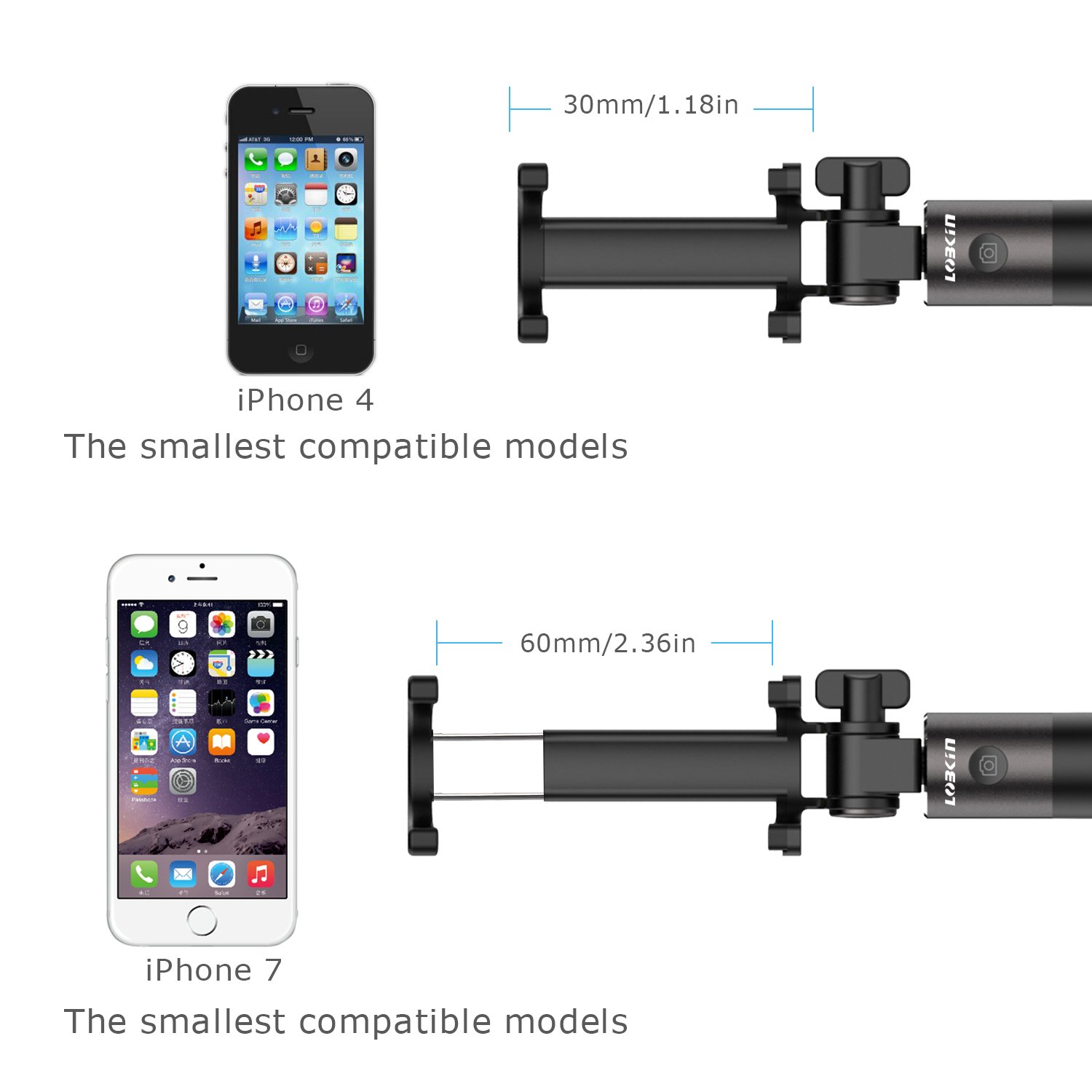 Selfie Stick,Lobkin Bluetooth Selfie Stick with Built-in Remote Shutter Extendable Aluminum Monopod for Android and iOS Smartphone