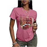 Verdusa Women's Lip Print Graphic Tees Short Sleeve Summer T Shirts Hip Hop Festival Outfits